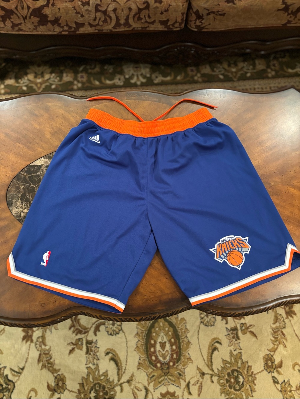 Adidas New York Knicks Royal Blue & Orange Men's Basketball Shorts